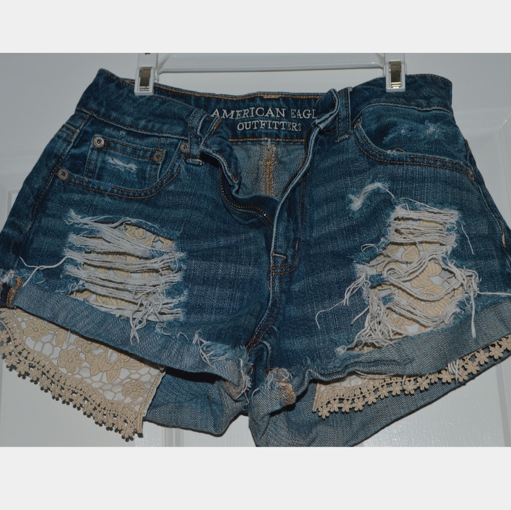 American Eagle High Waisted Ripped Shorts